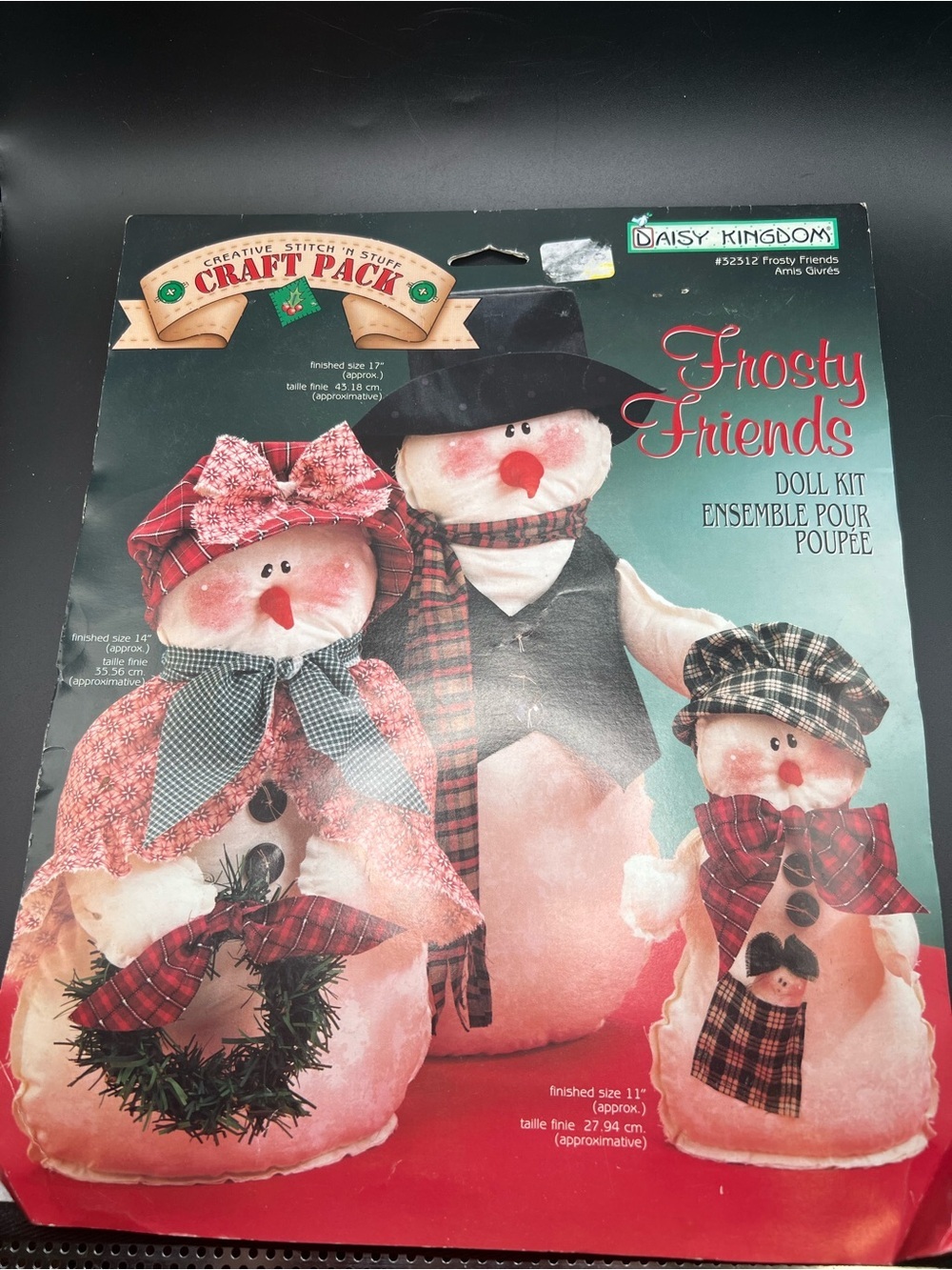 Vintage Daisy Kingdom Stitch n Stuff Doll Kit - #32312 Frosty Friends Snowmen